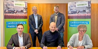 Bild: v.l.n.r.: Daniel Amrein (Geschäftsführer der Asklepios Kliniken Hamburg), Martin Stankiewicz (Leiter Verträge BARMER Landesvertretung Hamburg), Joachim Gemmel (COO der Asklepios Kliniken), Dr. Benedikt Simon (Chief Officer Integrated and Digital Care Asklepios Kliniken), Dr. Susanne Klein, (Landesgeschäftsführerin der BARMER in Hamburg).