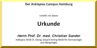 Urkunde für den Lehrpreisträger Prof. Dr. Sander