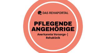 Auf dem Bild ist das rote Siegel für Pflegende Angehörige vom Rehaportal