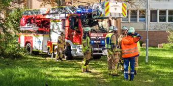 Die Freiwillige Feuerwehr bei der Übung an der Asklepios Klinik Lindenlohe