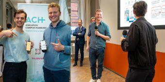 Bei der Semestereröffnung am Asklepios Campus Hamburg: Die Alumni und Medi Know Gründer Dr. med. Christopher Predel und Dr. med. Andreas Falk Kremer stellen ihr neues Quizformat vor.