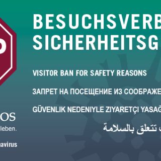Bild: Mehrsprachige Grafik zum Besuchsverbot in den Asklepios Kliniken