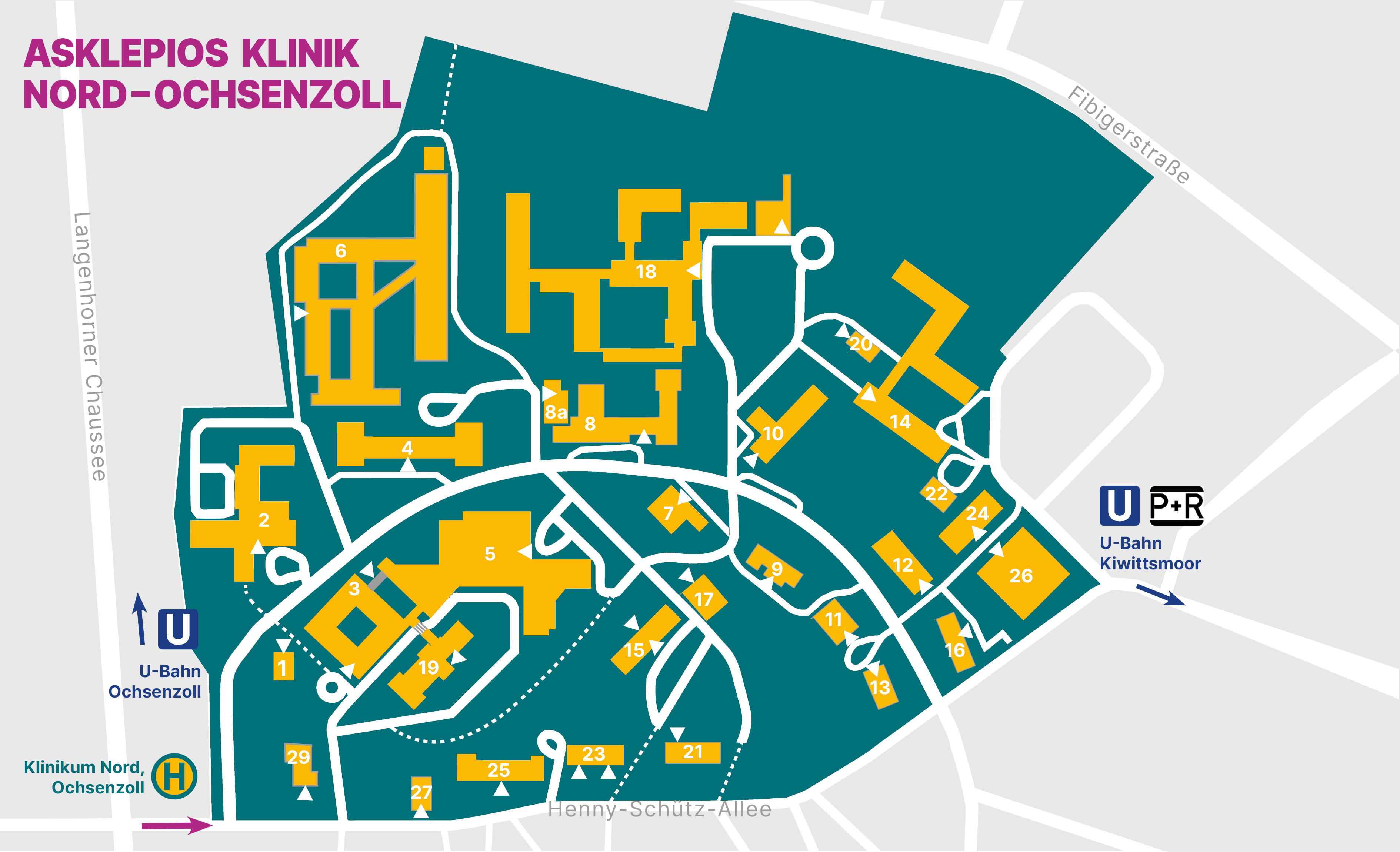 Lageplan Asklepios Klinik Nord Ochsenzoll Detailansicht